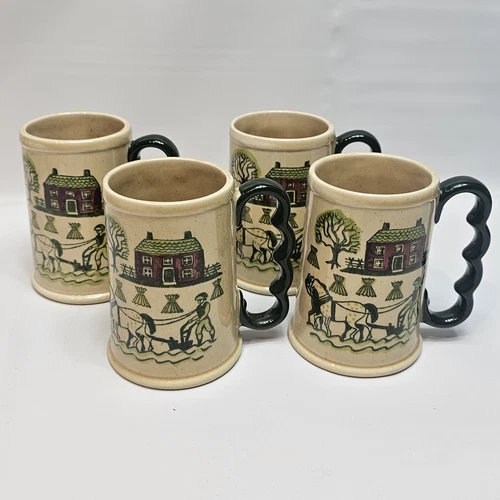 (4) Metlox Poppytrail Provencial Homestead Mugs Vintage 1 Pint Very Nice Cond.