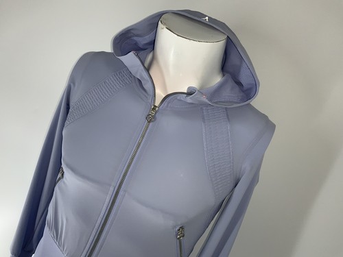 Ivivva Hooded Jacket Girls Sz 12 Light Blue Nylon Stretch Full Zip YGI N5-33 - Picture 3 of 14