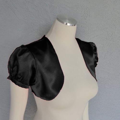 Satin Cropped Bolero Koti Kurzarm Damen Bolero Cardigan Bolero Jacke S109 - Bild 6 von 210