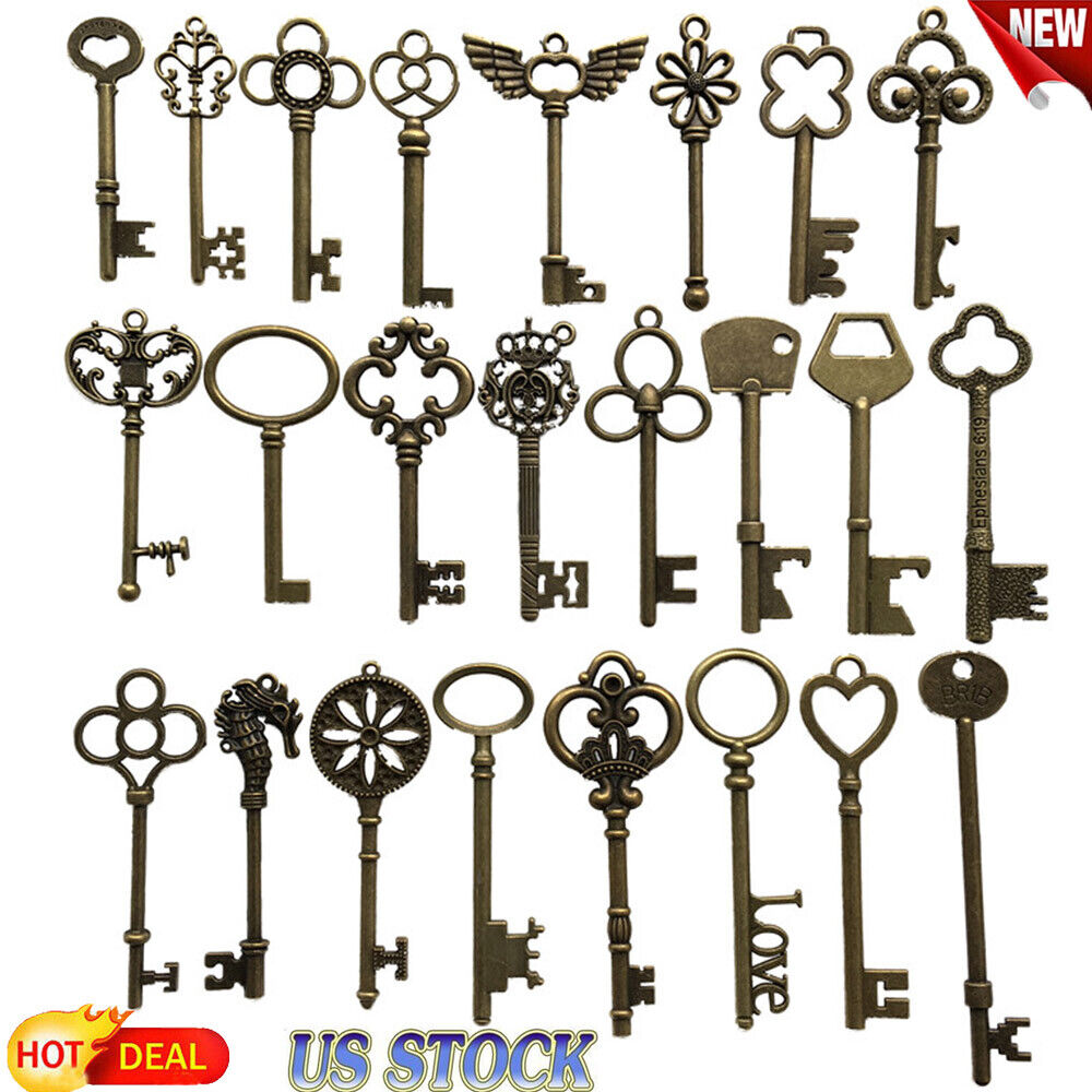 69 Antique Bronze Skeleton Keys - Mixed Antique Keys - Vintage Skeleton Key