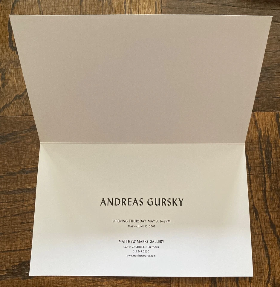 Invitación de exposición de galería de arte vintage Andreas Gursky 2007 Matthew Marks Foto 3 de 4