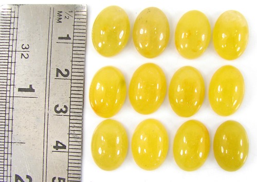 Lote de 12 piezas de piedras preciosas sueltas de jade amarillo natural de 71,25 quilates 10x14 mm cabujón - 61326 - Imagen 2 de 2