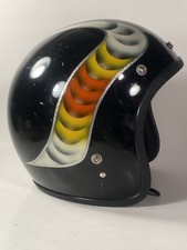 Vintage 1970s Monarch Motorcycle Helmet Snake Swirl Graphic Open Face