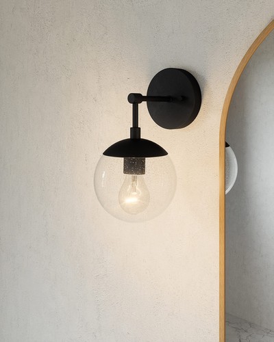 588871-BLK Gracelyn Modern Indoor Dimmable 1-Light Wall Light with Clear Seed... - Picture 3 of 12