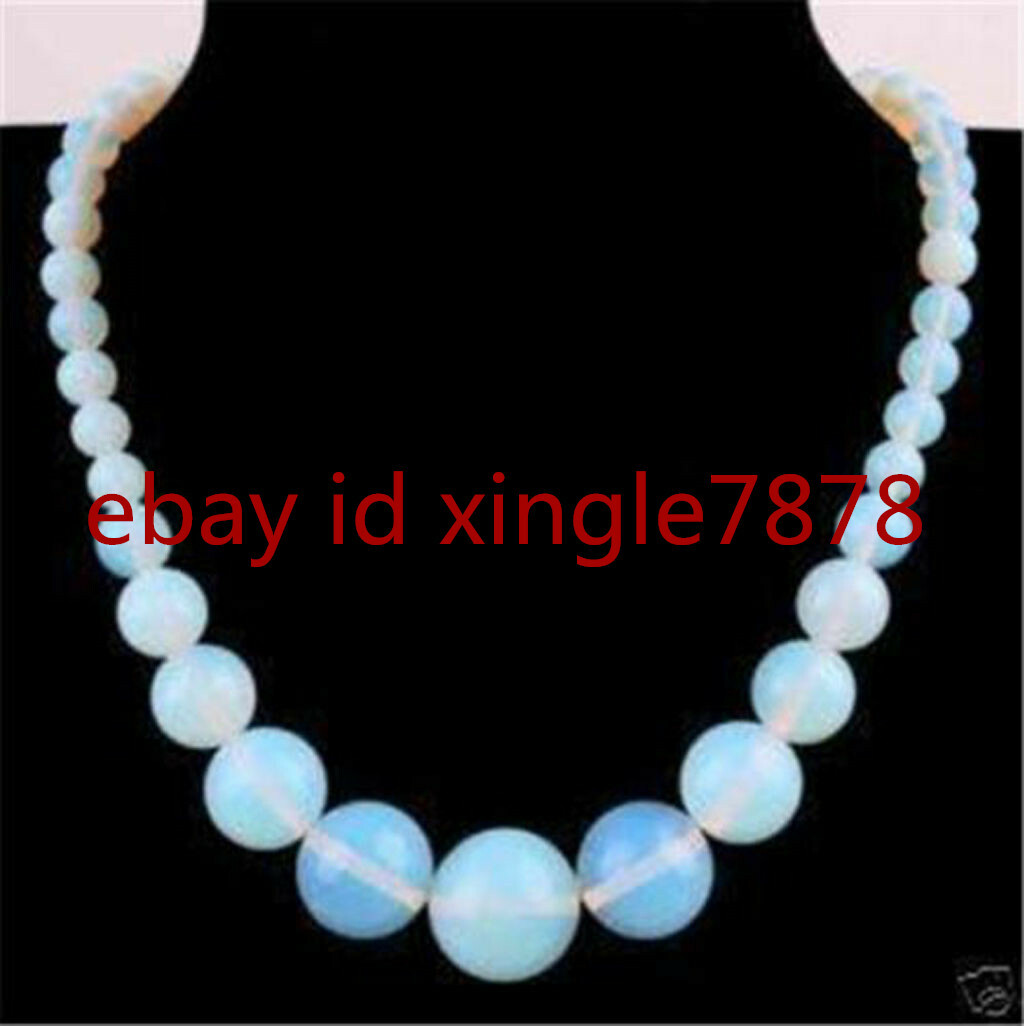 Wholesale 6-14mm Natural White Opal Round Gemstone Beads Necklace