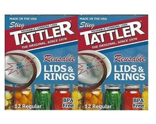 TATTLER Reusable REGULAR Canning Lids & Rubber Rings BPA FREE - Bulk 2 Dozen