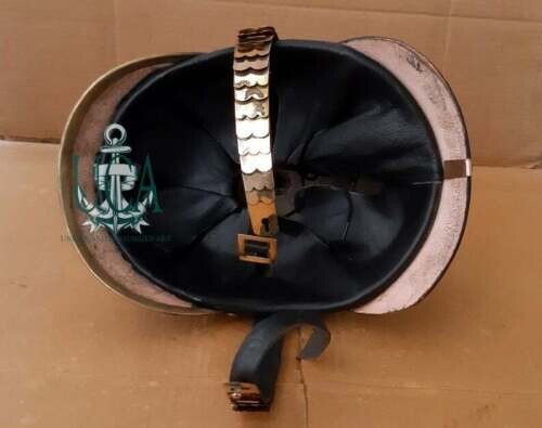 German pickelhaube black leather helmet wwI & WWII long spiked helmet Decorative - Afbeelding 3 van 9