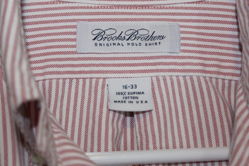 Brooks Brothers Vintage Oxford Cloth Button Down Shirt Made USA Red Stripe 16-33 - Picture 4 of 7
