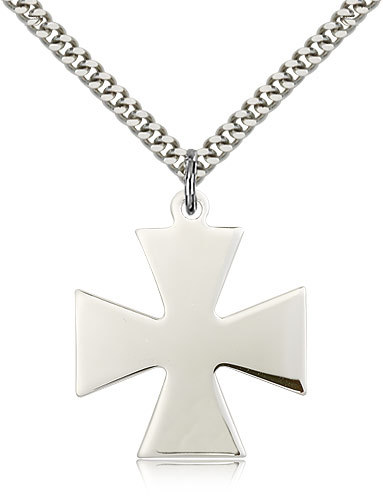 925 Sterling Silver Men's Maltese Cross Necklace MALTESE