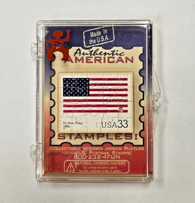 American Stamples Wooden Jigsaw Puzzle 50-Star Flag US Postage Stamp 33cent