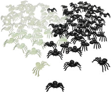 100Pcs Black Fake Spiders Halloween Glow in the Dark Spiders