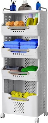 Laundry Basket with Wheels,Rolling Folding Laundry Hper,utility cart