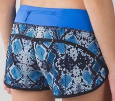 Lululemon Run Speed Shorts Mini Ziggy Snake Caspian Pipe Dream Blue Snakeskin 6