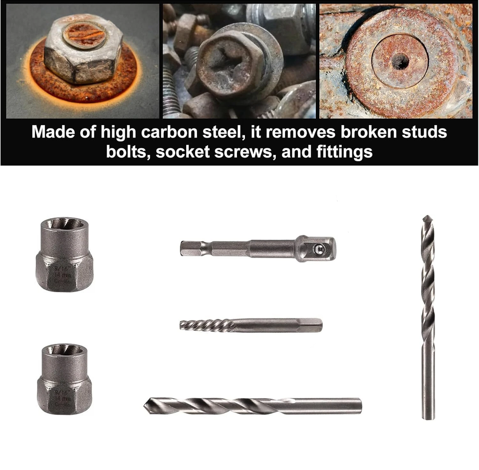 Lug Ripper Replacement Bit Screws Bolt Extractor Set W/Drill Bit Kit Lug Nut Extraction Sockets ...