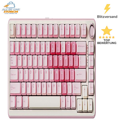 Mechanische Tastatur Kabellos 75% Gaming RGB Hot Swap Bluetooth Drehknopf Pink