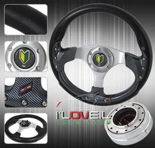 320mm 6 Bolt Hole Steering Wheel W/ 1.5" Slim Quick Release & Jdm Horn Button
