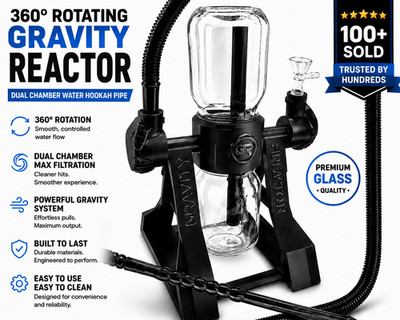 360° Rotating GRavity Bong Dual Glass Chamber  Water Hookah Pipe 14mm | 5 Colors
