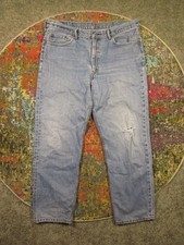 Levis 550 Jeans Mens 40x32 Relaxed Fit Blue Denim Faded Distressed Holes
