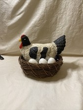 Vintage Ceramic Chicken Hen Sitting Her Eggs in the Nest