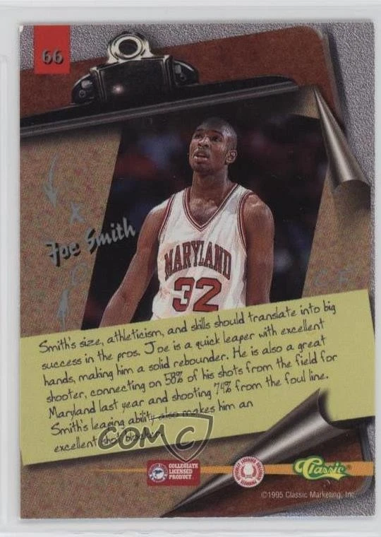 1995 Classic Visions Joe Smith #66 Rookie RC - Image 2 of 2