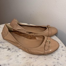 Cole Haan Ballet Flats Size 8 Nude Tan Buckle Leather Shoes comfort -A