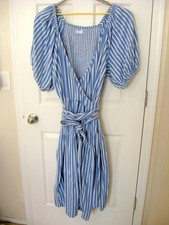 NEW Vintage Old Nay Blue & White Stripe Wrap Dress- Size 3X