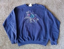 Vintage Northern Reflections Sweatshirt Adult Medium Purple Floral Embroidered
