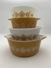 Pyrex Butterfly Gold Casserole Ovenware Set of 4-472 473 474-B 475-B Vintage