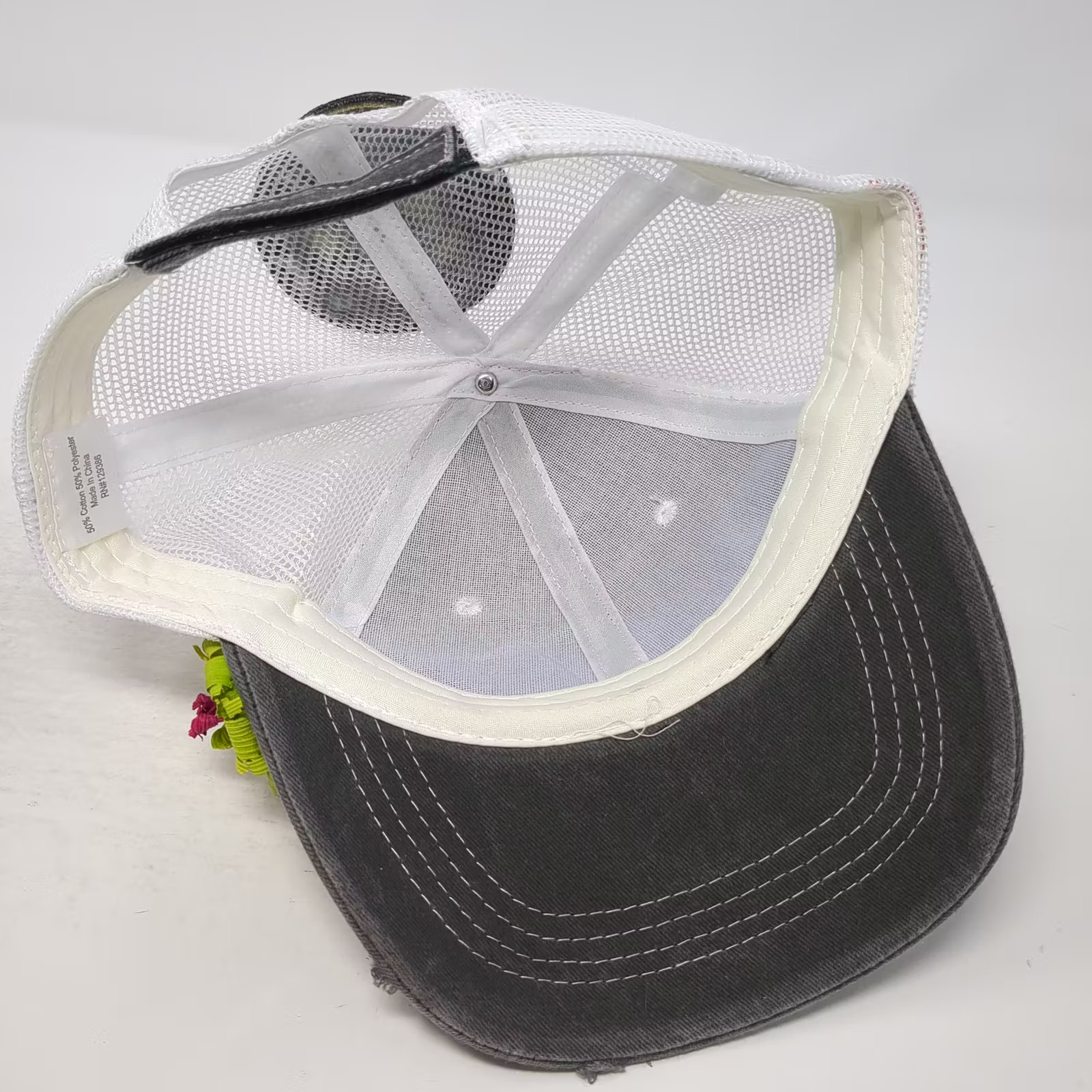 Gray White Rabbit Patch Baseball Cap Hat Distress… - image 8