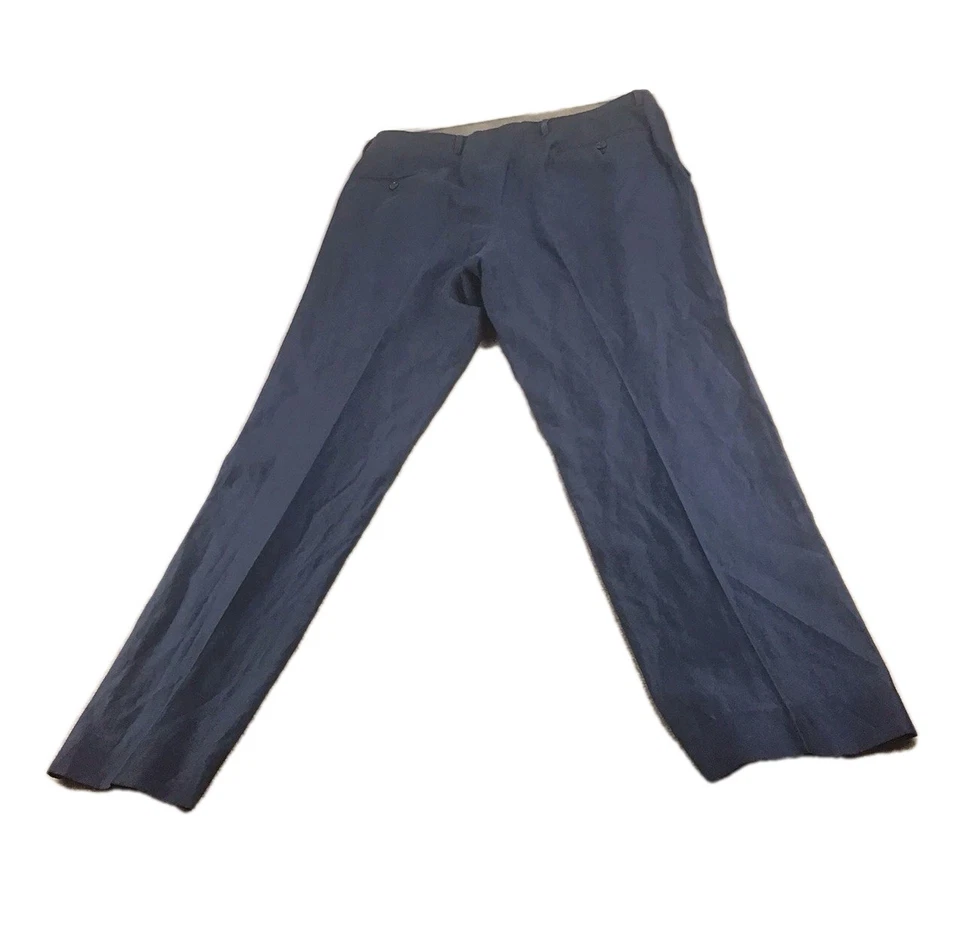 Pantalones de vestir traje Etro para hombre talla 37Wx34L azul marino oscuro lana/lino hechos en Italia Foto 2 de 4