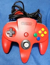 N64 Red Controller OEM Authentic Nintendo 64 Tested Works Tight Stick