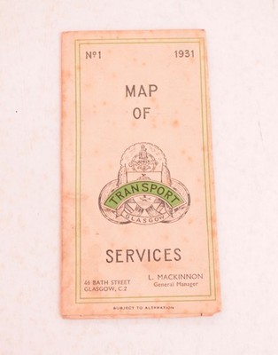Bus Straßenbahn Streckenplan Glasgow Transport No.1 1931