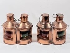 (4) Copper Nautical Starboard (2) Green/Port (2) Red Lights Copper Oil Lanterns