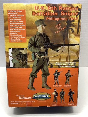Figura francotirador 6º BATALLÓN GUARDABOSQUES EE. UU. Filipinas 1945 caja de cambios 12" - Imagen 5 de 10