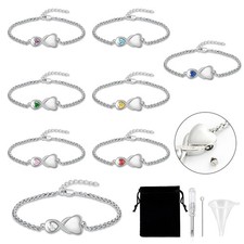 Love Infinity W/ Heart Birthstone Urn Locket Funeral Urns Bracelet for Ashes