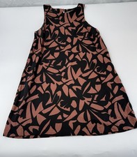 A New Day Womens Dress Small  Linen Blend Sleeveless Brown Pockets