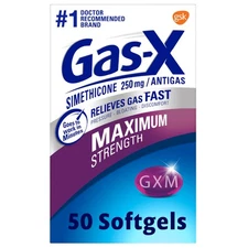 Gas-X Maximum Strength Gas Relief Softgels with Simethicone 250 mg for Bloati...