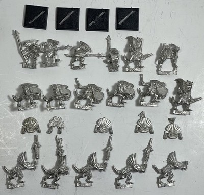 17- Warhammer Fantasy Skinks Javelins Drummer Tag W/ Command Age Of Sigmar Metal