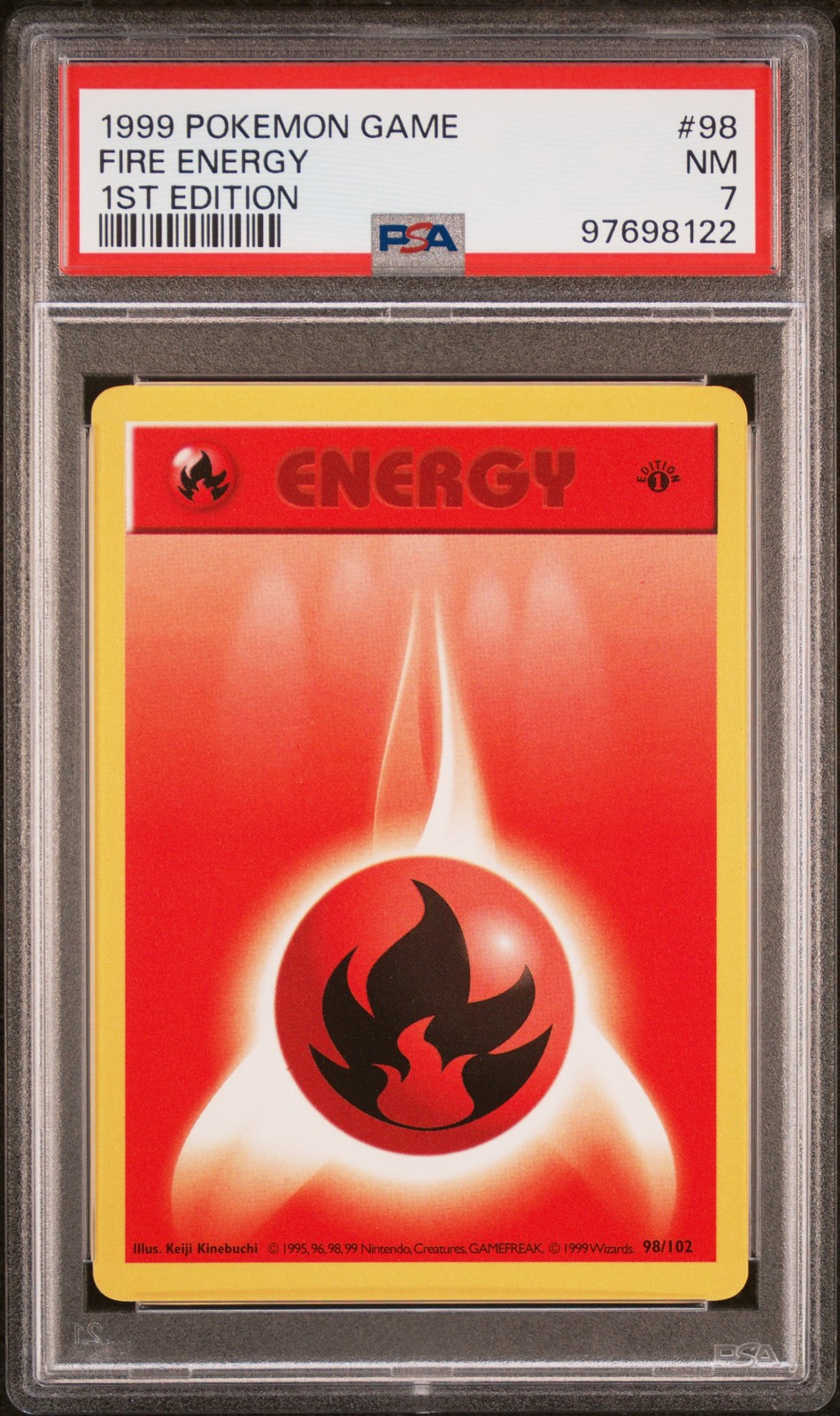 1999 POKEMON GAME 1ST ED #98 FIRE ENERGY PSA 7