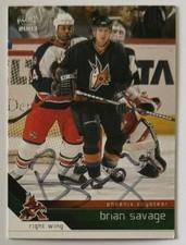 BRIAN SAVAGE, 100% AUTHENTIC AUTOGRAPHED 2002-2003 PACIFIC CARD, HOCKEY LEGEND !