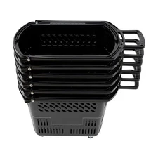 6PCS Blue Shopping Carts w/Wheels and Handle Plastic Rolling Shopping Basket 35L