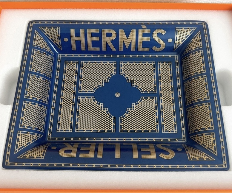 Hermes Sellier Change Tray Vide Poche Blue Plate Ashtray Ornament