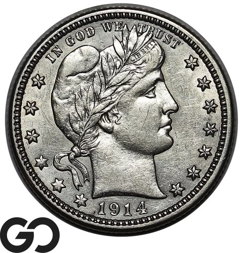 1914-D Barber Quarter, Choice AU++