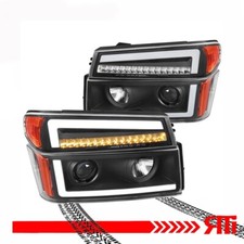 For Colorado Canyon 04-12 Projector Headlight + LED Sequential Turn Signal Black