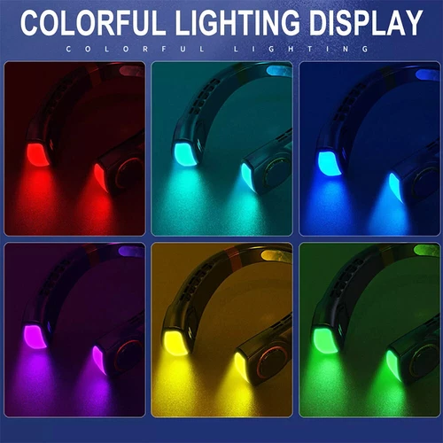 5-Speed Portable Hanging Neck Fan USB Rechargeable Bladeless W/ Cold Plate USA - Picture 8 of 17