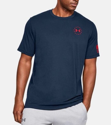 Camiseta deportiva Under Armour para hombre UA Freedom Flag talla mediana academia azul rojo - Imagen 2 de 3