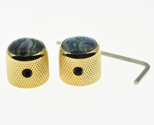 2x Tele Telecaster Abalone Top Guitar Dome Knobs Bass Knob w/ Set Screw - Picture 13 of 14