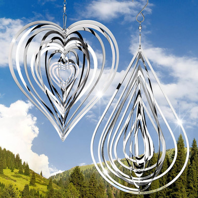 Valentine'S Day Wind Spinner, 3D Hanging, Sculptures, Outdoor, Metal, Flowing