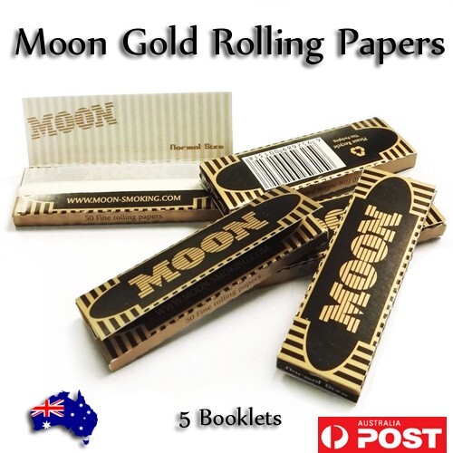 Moon Gold Cigarette Papers 5 Booklets 250 Leaves 70*36mm FREE Postage AU Rolling - Picture 1 of 3