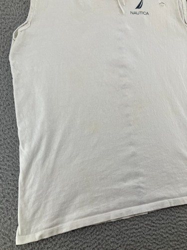 Nautica Shirt Mens Large White Octopus Nature Distressed Sleeveless Tank Top - Picture 5 of 19